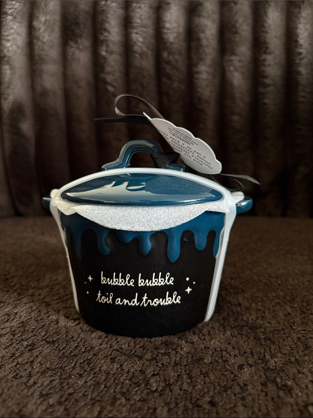 Rae Dunn Halloween Cauldron Baking Dish Black Blue Drip LL